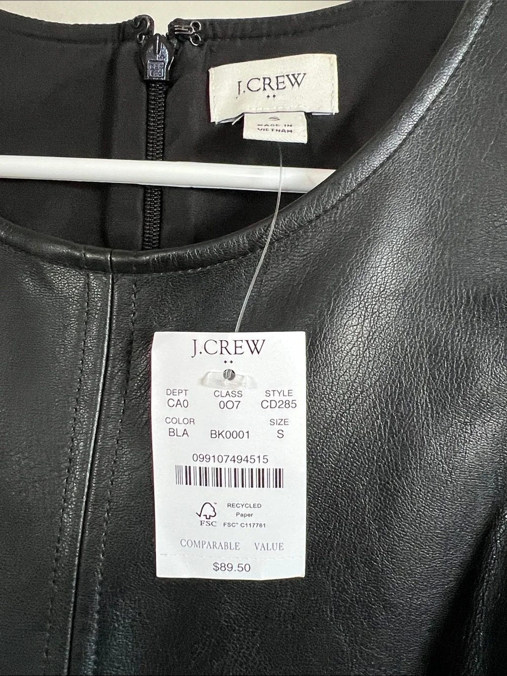 J. Crew Black Faux Leather Sleeveless Top